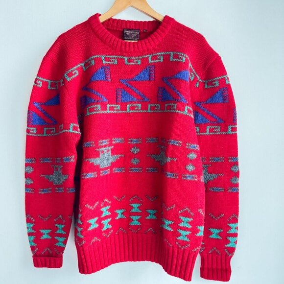 Vintage Chaps Ralph Lauren Shetland Wool Southwestern Print Sweater XL